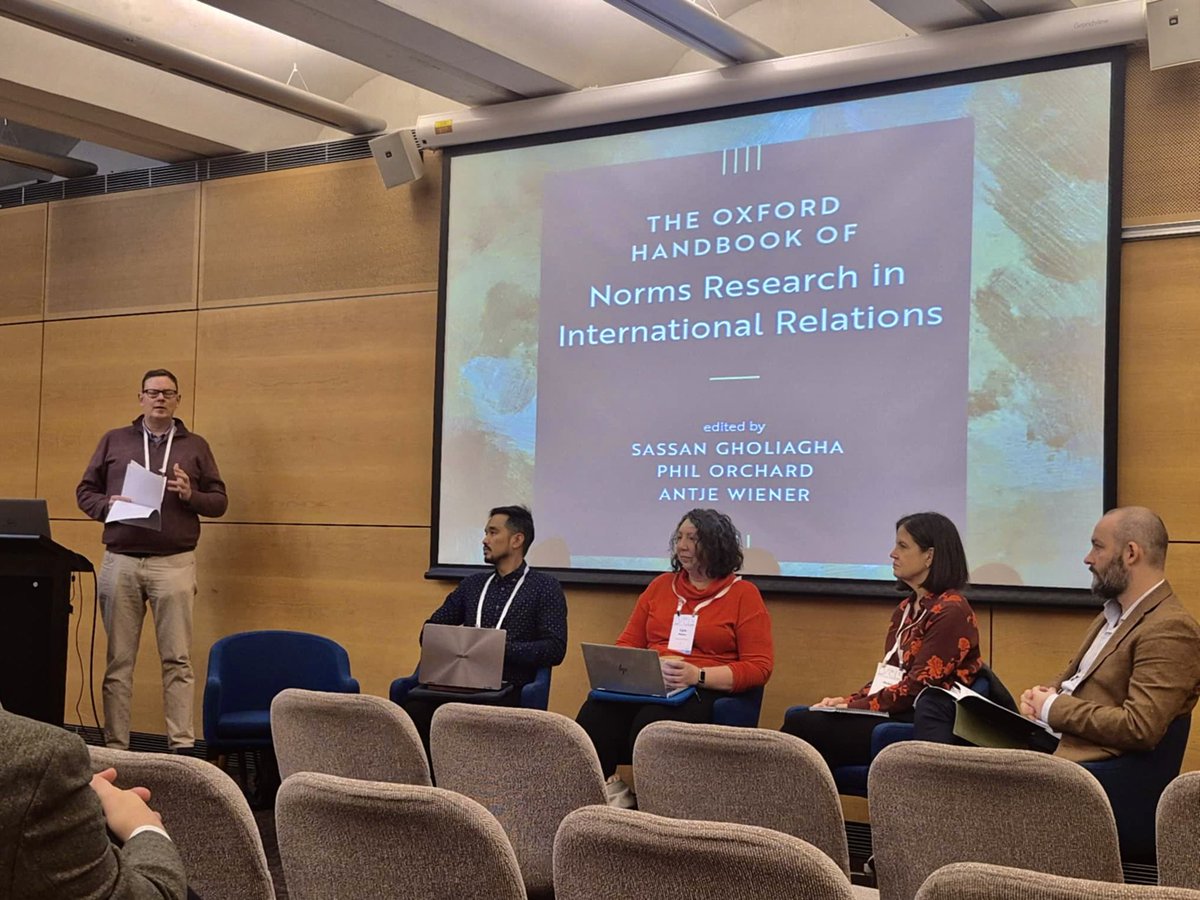 Fantastic roundtable discussions on The Oxford Handbook of Norms Research in International Relations (forthcoming) with <a href="/p_orchard/">Phil Orchard (philorchard.bsky.social)</a> Carla Winston <a href="/JacquiTrue/">Jacqui True</a> Liam Moore #OCIS2025