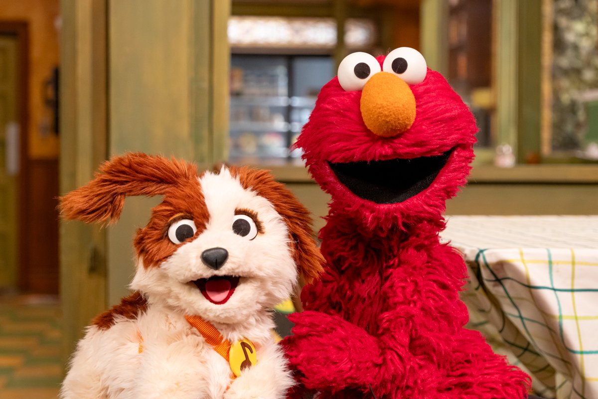 elmo's tweet image. Happy Gotcha Day Tango! Elmo is so lucky to have a furry friend like you! ❤️🐶🐾