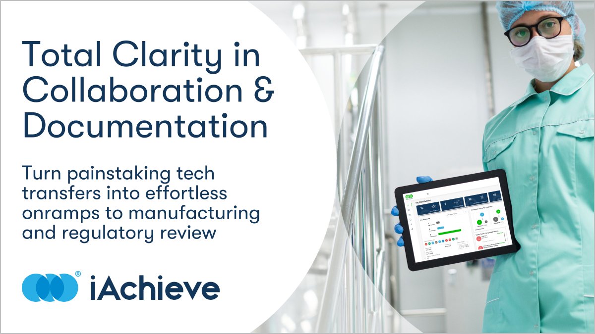 iACHIEVE makes tech transfer seamless by collecting and collating relevant data and making it quickly available, in the most secure format possible, to the people that need it across the manufacturing ecosystem. ow.ly/76fJ50MwCAz