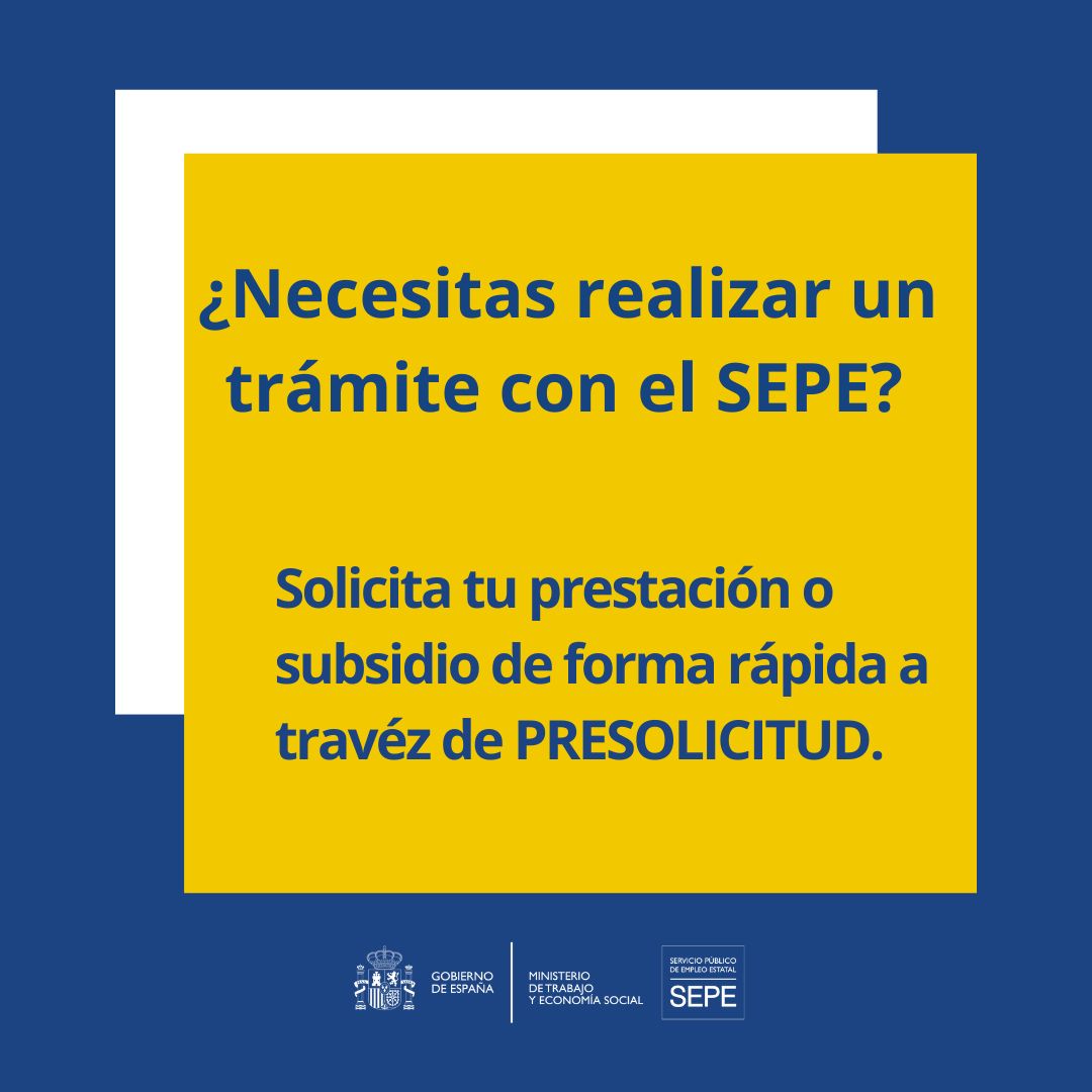📌 ¿Necesitas hacer un trámite con el SEPE?

🔵Lo puedes hacer de forma rápida a través de Presolicitud 👉f.mtr.cool/allhmrmsad