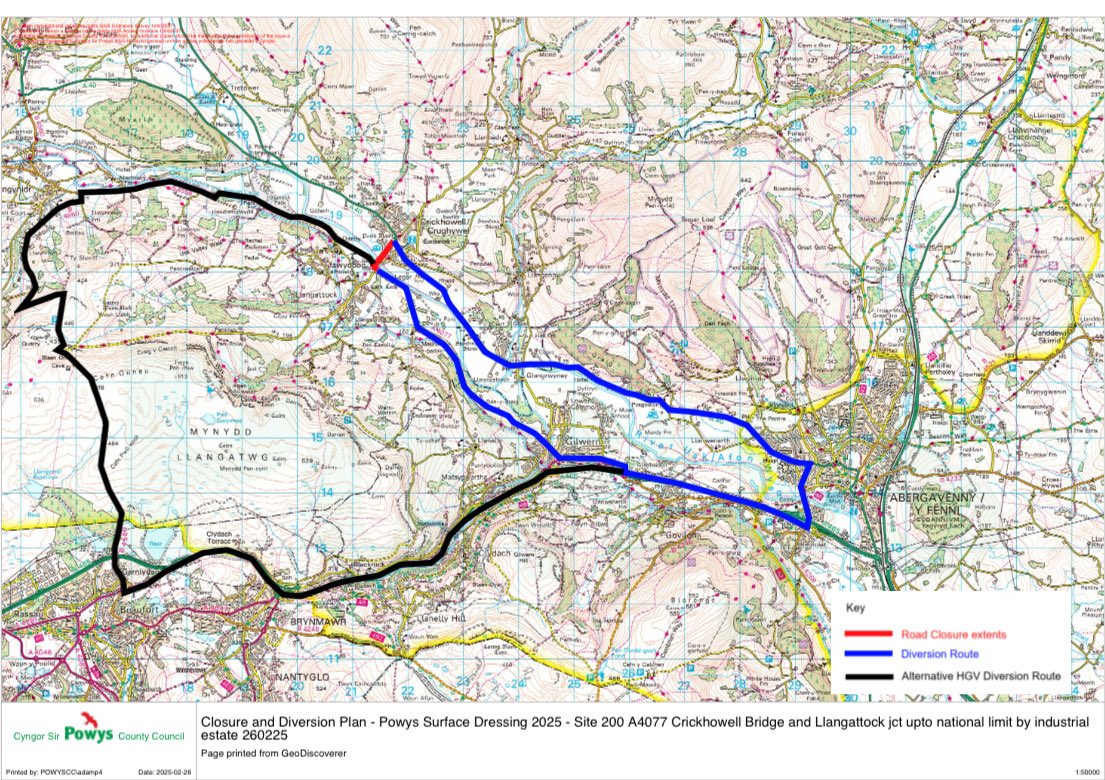 crickhowellhs's tweet image. NB: Crickhowell/Llangattock Bridge will be closed on Wednesday 16th July. Please see the image below for the alternative routes and allow sufficient time for your journey to school. Diolch.