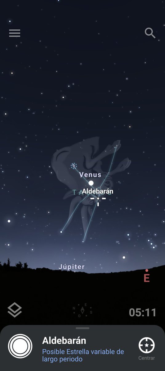 RafaelC75365448's tweet image. #10J Venus ya transita a través de la constelación de Tauro, dirección éste, y en los próximos días se verá la conjunción de Aldebarán, el ojo del Toro, con dicho planeta. Así mismo, comienza a aparecer en el horizonte la constelación del cazador
