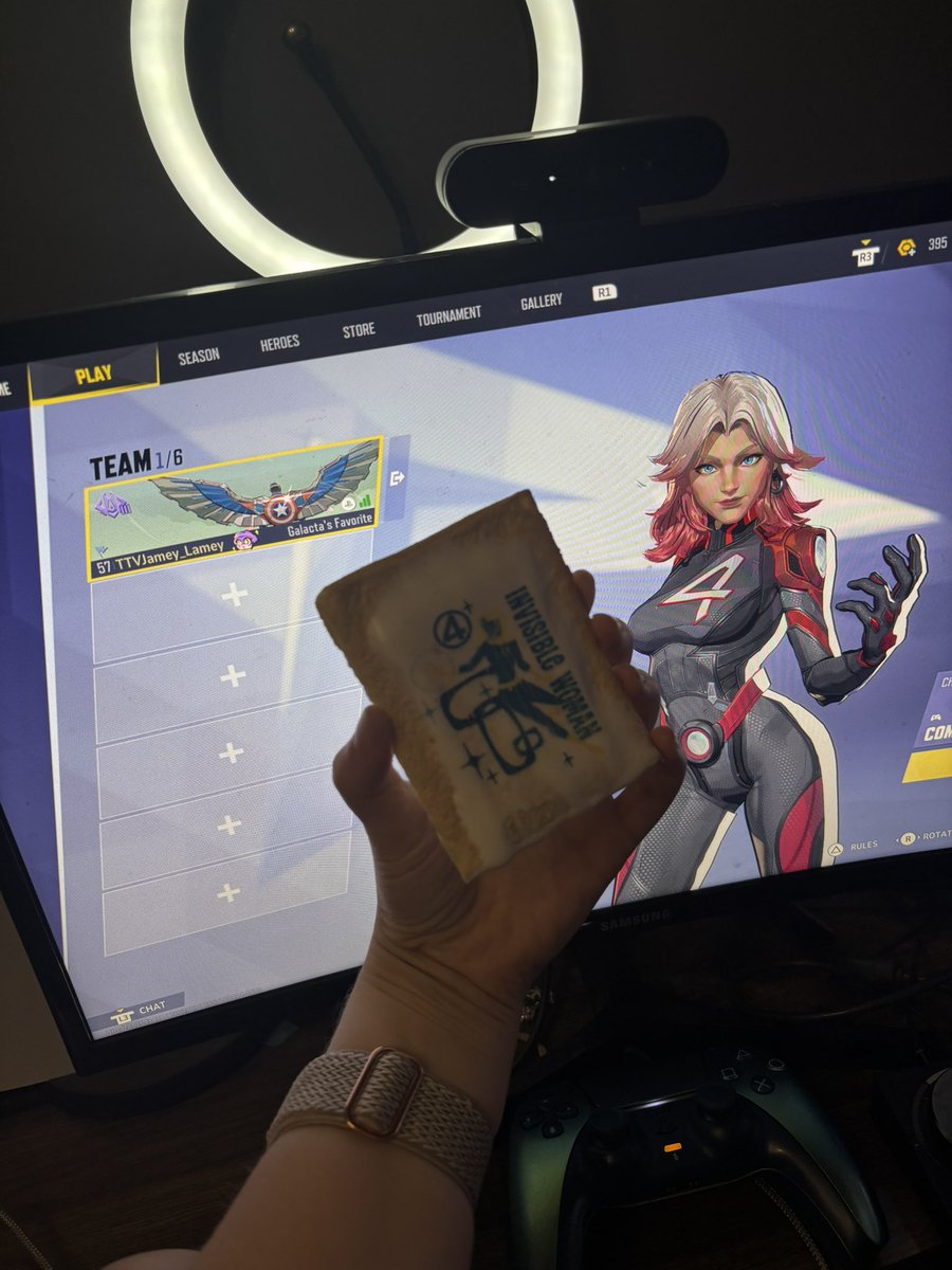 Jamey_Lamey's tweet image. Good morning! Eating #poptarts and playing marvel rivals and I pulled out an invisible woman pop tart!! 😅😂🥰 cutest collab #FantasticFour 

Twitch.tv/jamey_lamey