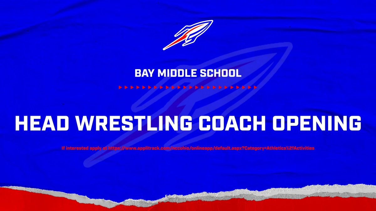 Bay Middle School has the following opening for the 2025-26 season.  Interested candidates should complete the application at applitrack.com/nccohio/online….