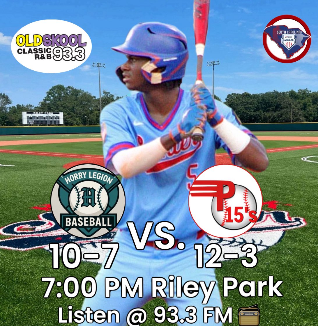 Taylor Novinger (@coachnovinger) on Twitter photo Gameday: <a href="/SCALBOfficial/">SC American Legion Baseball</a>
<a href="/HorryPost111/">Horry Legion Baseball</a> @ <a href="/P15baseball/">Sumter P15’s</a>
📍Riley Park Sumter, SC
⏰ 7:00 PM
📻 Old Skool 93.3 FM Gameday: <a href="/SCALBOfficial/">SC American Legion Baseball</a>
<a href="/HorryPost111/">Horry Legion Baseball</a> @ <a href="/P15baseball/">Sumter P15’s</a>
📍Riley Park Sumter, SC
⏰ 7:00 PM
📻 Old Skool 93.3 FM