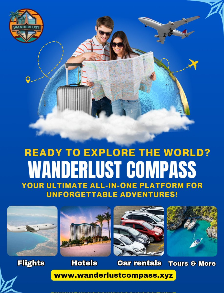 Tired of juggling tabs to plan your trip? 😩
✨ Wanderlust Compass = 1 platform for it all:
✈️ Flights
🏨 Hotels
🚗 Cars
🚂 Trains
📍 Things to do
🌍 Adventures

Ready to explore stress-free?
👉 wanderlustcompass.xyz
#WanderlustCompass #TravelSmart
#flightdeals #hoteldeals