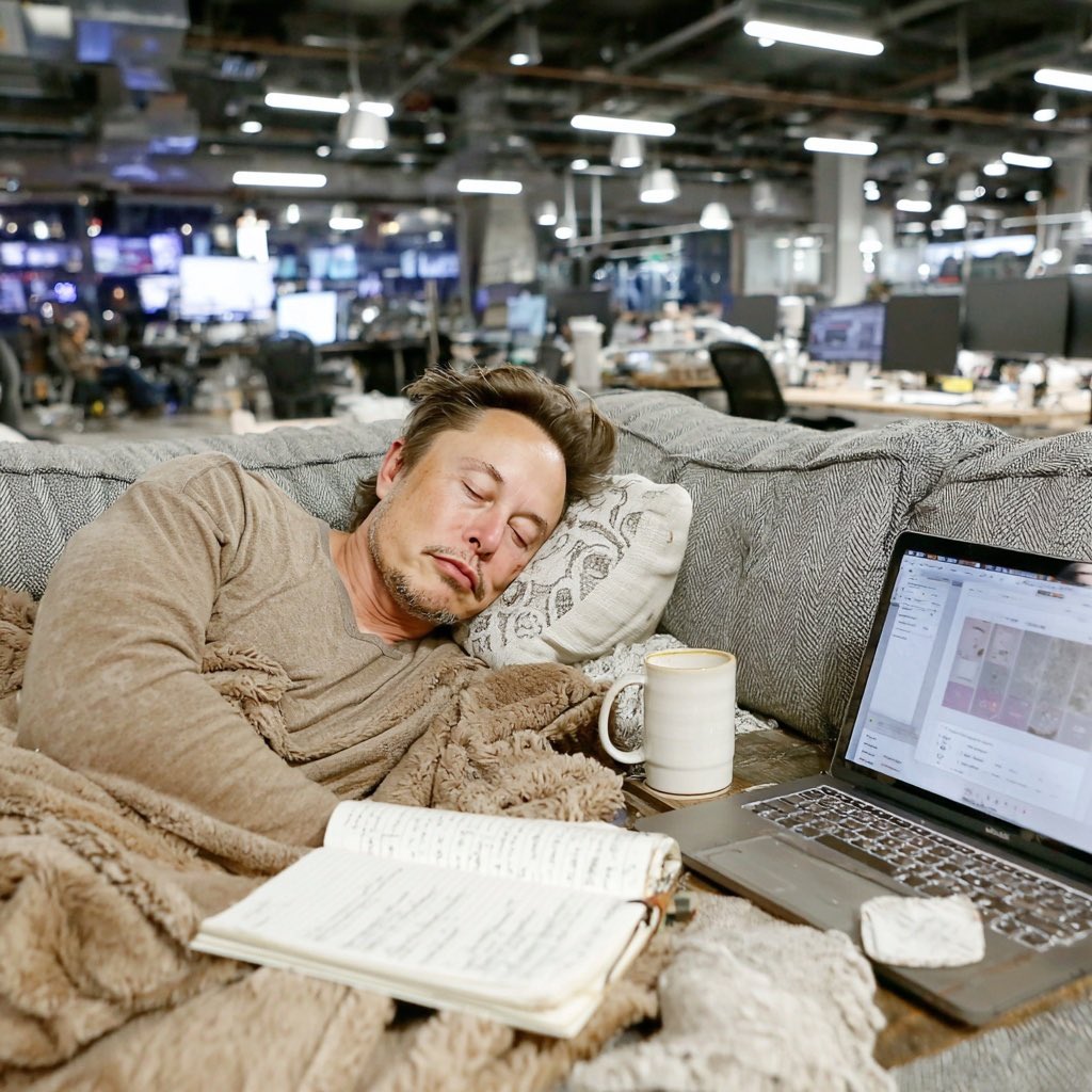 Good morning. 

Just woke up after 2 hours of sleep on the couch here at the XAI office. Commencing work on Grok 5 this morning.

Team members were able to see their families for the first time in months after the Grok 4 launch last night. 

Now it’s back to war. 

Have a great