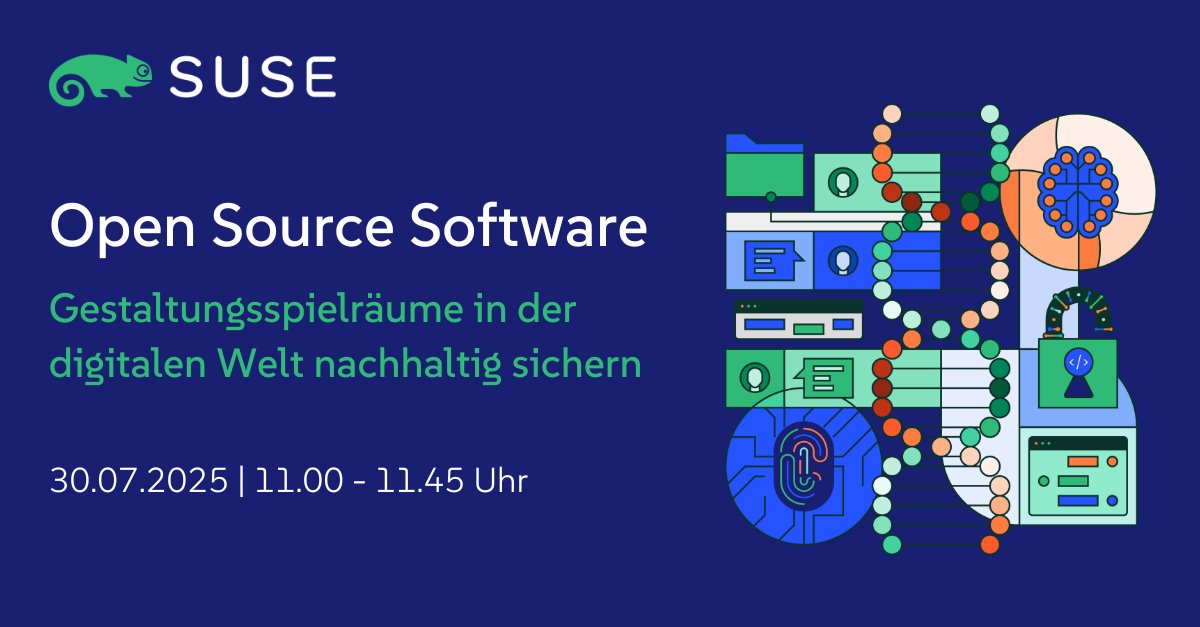 Im <a href="/SUSE/">SUSE</a> Webinar am 30. Juli erfahren Sie, wie Sie Ihren IT-Stack unabhängiger gestalten und welche Rolle offene Standards dabei spielen. Digitale Souveränität mit Open Source Software bleibt keine Vision. Sichern Sie sich Ihren Platz: okt.to/gnSoiN
#SUSE #OpenSource