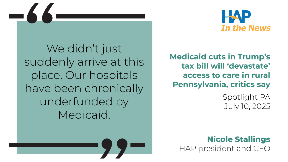 HAP (@hapupdates) on Twitter photo In today's <a href="/SpotlightPA/">Spotlight PA</a> story, <a href="/NicoleS_HAP/">Nicole Stallings</a> emphasizes how chronic underpayment by #Medicaid puts hospitals at risk and why looming federal cuts will accelerate the access to care crisis in PA's rural communities: spotlightpa.org/statecollege/2… In today's <a href="/SpotlightPA/">Spotlight PA</a> story, <a href="/NicoleS_HAP/">Nicole Stallings</a> emphasizes how chronic underpayment by #Medicaid puts hospitals at risk and why looming federal cuts will accelerate the access to care crisis in PA's rural communities: spotlightpa.org/statecollege/2…