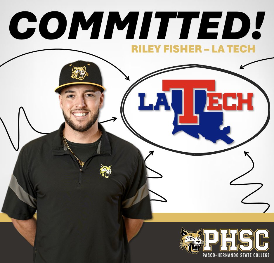 COMMITTED. Riley Fisher of the Men’s Baseball Team has committed to Louisiana Tech! 

PHSC Athletics wishes you the best of luck in your future endeavors. Go Bobcats! 😼

#BackTheCats 🐾