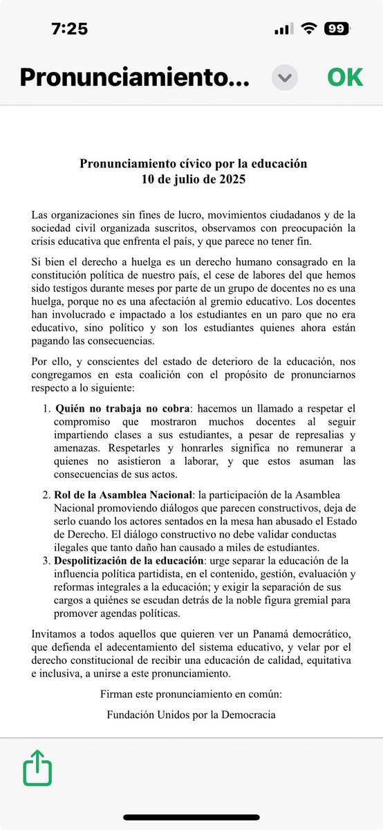 yeyobarria's tweet image. Pronunciamiento Cívico por la Educación, apoyo y respaldo a estudiantes por el regreso a clases