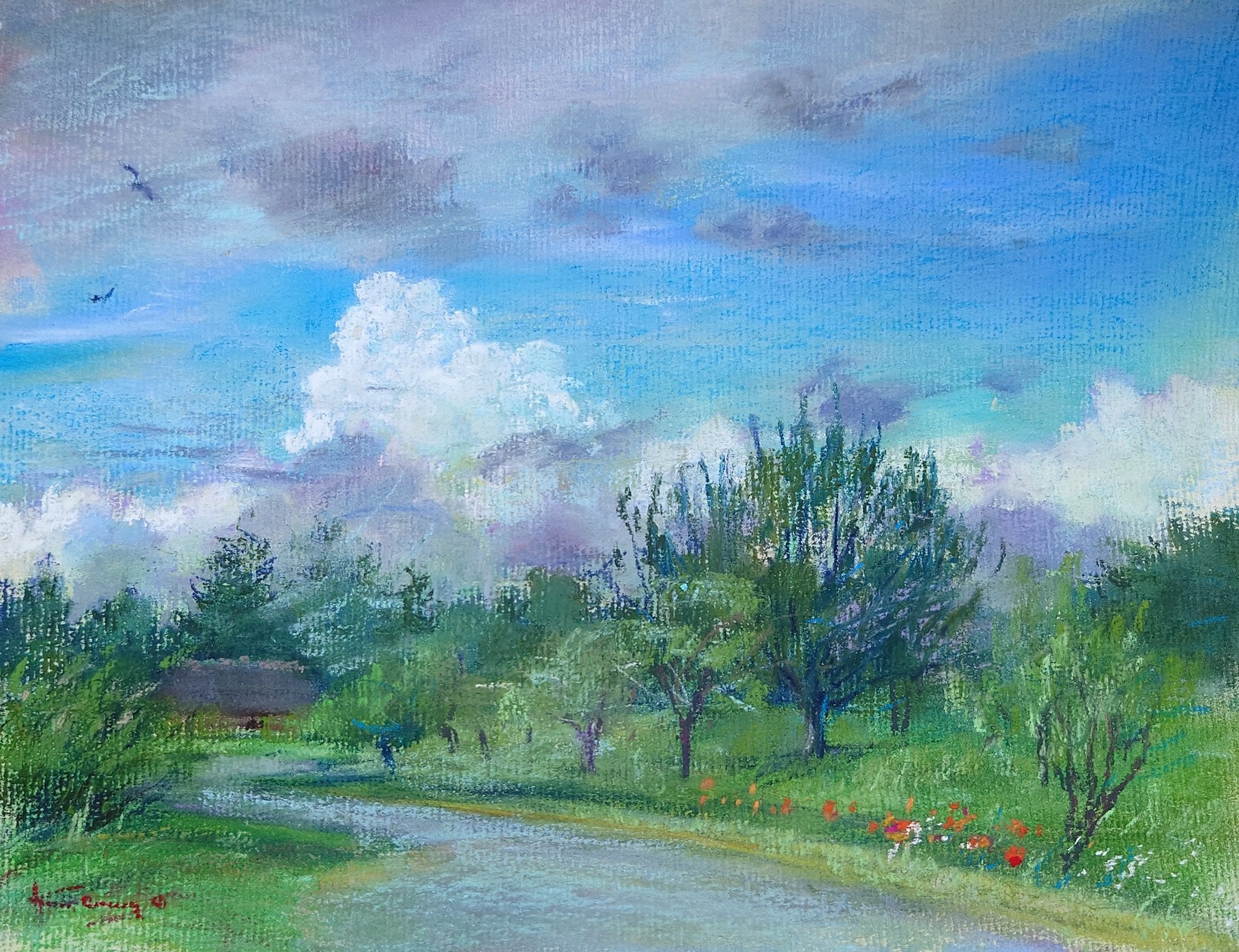 パステル画 夢 鳳凰 パステルアート 原画 風水画 | ヒーリングアート販売