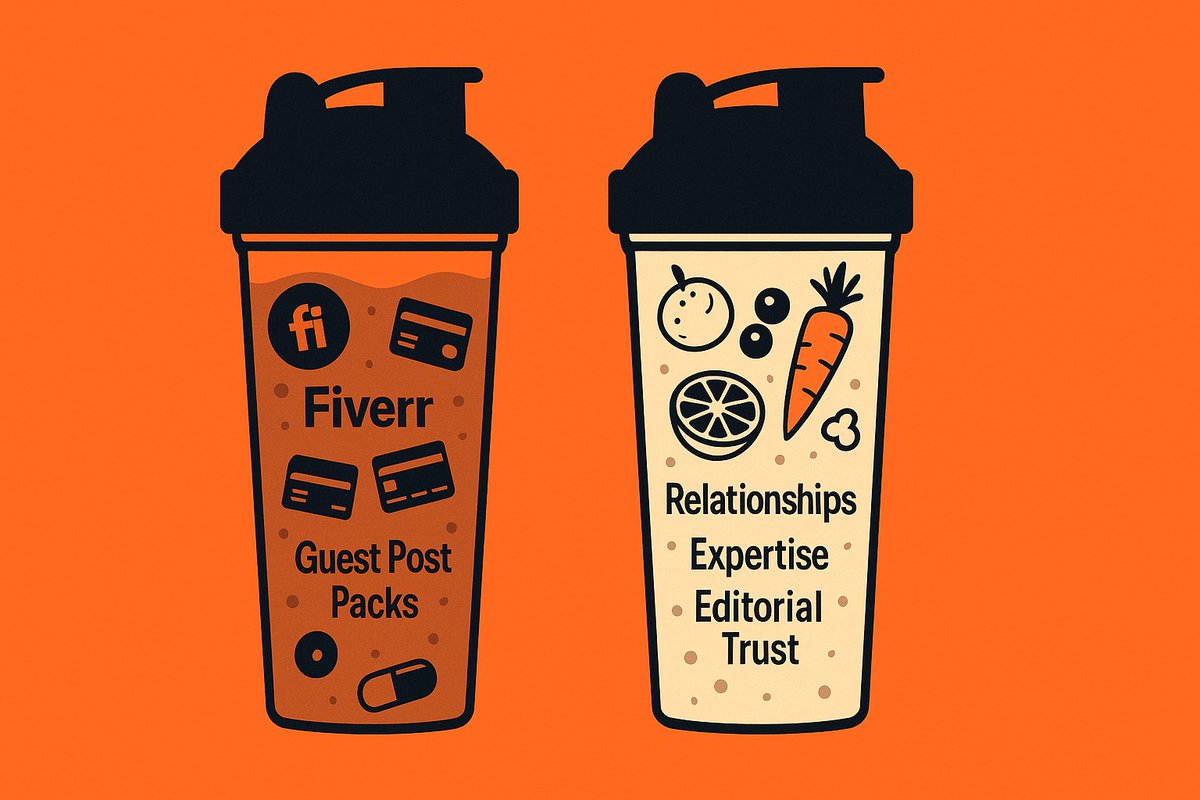 What's fueling your SEO gains?

Left: Empty calories (Fiverr, guest posts, credit cards)
Right: Real nutrition (relationships, expertise, editorial trust)

One fills you up but leaves you weak.
The other builds lasting strength.

#BrandAuthority #SustainableSEO