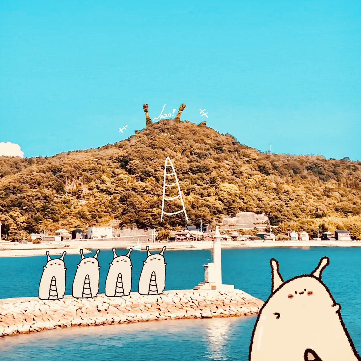 NAZOSEIMEITAI's tweet image. 『 ちょっとだけ謎の生命体がいる島 』
#謎の生命体出現 #illustration #art #アート #イラスト #絵 #オリジナルキャラクター