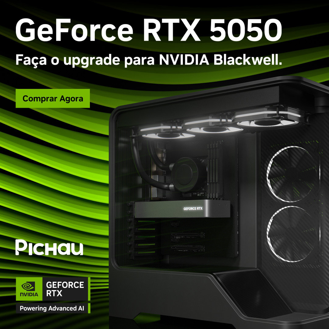 Descubra o poder da nova NVIDIA GeForce RTX 5050!

Com arquitetura Blackwell, Ray Tracing de 4ª geração, Tensor Cores de 5ª e DLSS 4, ela entrega até 60% mais desempenho que gerações anteriores.

São 2.560 CUDA Cores, gráficos realistas e IA avançada pra elevar sua experiência