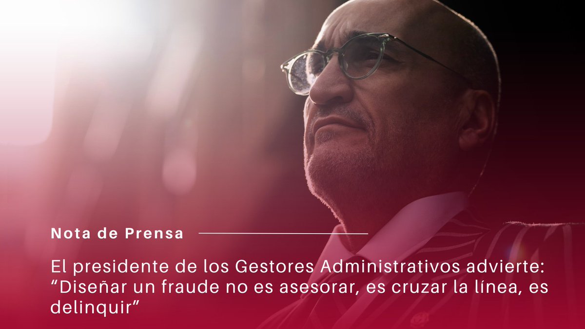 Consejo Gestores (@consejogestores) on Twitter photo 🧾 “Decir que no también es una forma de ayudar”. El presidente del Consejo de Gestores Administrativos <a href="/FdoJSantiago/">Fernando Jesús Santiago Ollero</a> defiende que la responsabilidad del asesor depende de cómo actúe, no de lo que pida el cliente.
🔗consejogestores.org/noticias/el-pr…
#AsesoríaFiscal #ÉticaProfesional 🧾 “Decir que no también es una forma de ayudar”. El presidente del Consejo de Gestores Administrativos <a href="/FdoJSantiago/">Fernando Jesús Santiago Ollero</a> defiende que la responsabilidad del asesor depende de cómo actúe, no de lo que pida el cliente.
🔗consejogestores.org/noticias/el-pr…
#AsesoríaFiscal #ÉticaProfesional