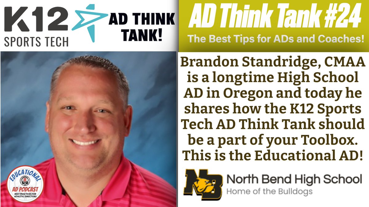 Jake von Scherrer, CMAA The Educational AD Podcast (@jakestouchdown) on Twitter photo Brandon Standridge shares why YOU should become a part of K12 Sports Tech AD Tank! open.spotify.com/episode/1DmhIX…
<a href="/coach_ad/">Coach & AD Magazine</a> <a href="/OSAASports/">OSAA</a> <a href="/NBathletics1/">NBHS Athletics</a> <a href="/Bstand24/">Brandon Standridge, CMAA</a> <a href="/K12SportsTech/">K12 Sports Tech</a> <a href="/MidMajorMedia/">Mid-Major Media</a> <a href="/northbendsd/">North Bend Schools</a> <a href="/SBLiveOR/">Oregon High School On SI</a> <a href="/NIAAA9100/">NIAAA</a> <a href="/NFHS_Org/">NFHS</a> @WSSAAA2 <a href="/AD__insider/">Athletic Director Insider</a> <a href="/ohioiaaa/">OIAAA</a> <a href="/Hudl/">Hudl</a> <a href="/HomeTownTix/">Hometown</a> Brandon Standridge shares why YOU should become a part of K12 Sports Tech AD Tank! open.spotify.com/episode/1DmhIX…
<a href="/coach_ad/">Coach & AD Magazine</a> <a href="/OSAASports/">OSAA</a> <a href="/NBathletics1/">NBHS Athletics</a> <a href="/Bstand24/">Brandon Standridge, CMAA</a> <a href="/K12SportsTech/">K12 Sports Tech</a> <a href="/MidMajorMedia/">Mid-Major Media</a> <a href="/northbendsd/">North Bend Schools</a> <a href="/SBLiveOR/">Oregon High School On SI</a> <a href="/NIAAA9100/">NIAAA</a> <a href="/NFHS_Org/">NFHS</a> @WSSAAA2 <a href="/AD__insider/">Athletic Director Insider</a> <a href="/ohioiaaa/">OIAAA</a> <a href="/Hudl/">Hudl</a> <a href="/HomeTownTix/">Hometown</a>