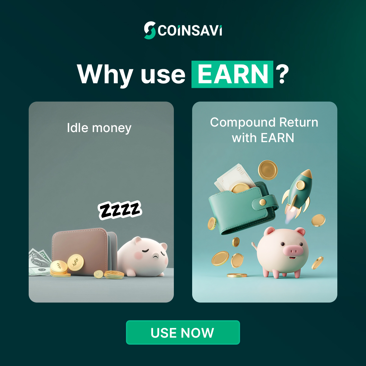 CoinSavi's tweet image. 💤 Idle money? That's a missed opportunity.
🚀 With EARN, your funds grow daily with compound returns.
👉 Stop letting your money nap — put it to work today!
#CoinSavi #EARN #CompoundReturns #CryptoIncome #SmartInvesting