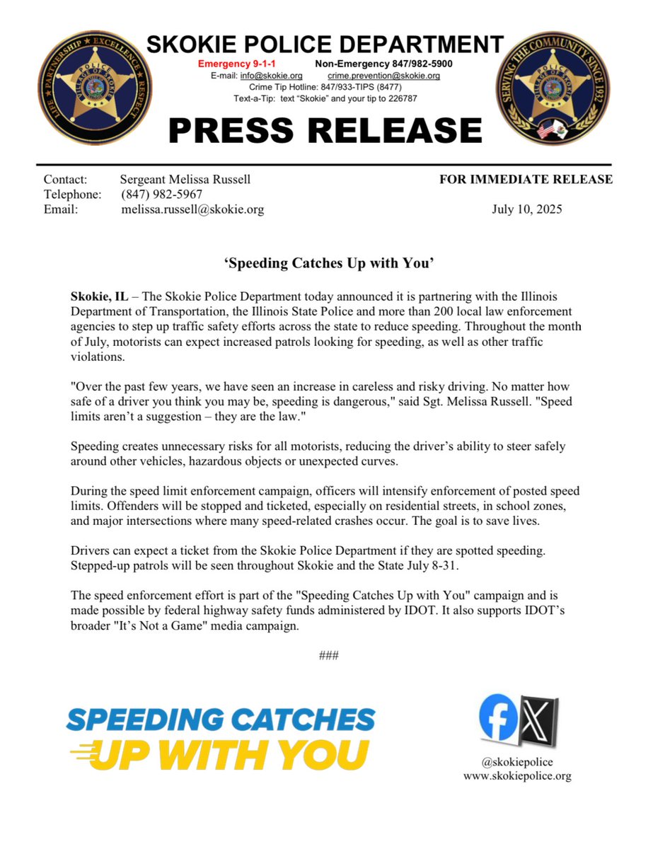 skokiepolice's tweet image. Life’s too short — don’t speed through it. Slow down and stay alive.

#SpeedingCatchesUpWithYou #ItsNotAGame