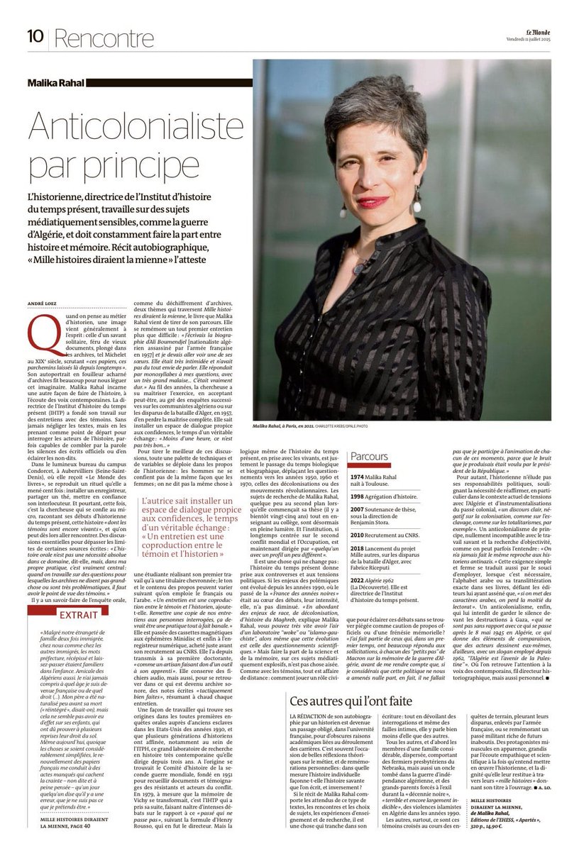 Fabrice Riceputi (@campvolant) on Twitter photo Beau papier et beau titre d'<a href="/andreloez/">André Loez (en veille, sur bluesky)</a> sur ma collègue historienne <a href="/RahalMal/">Malika Rahal</a> et son dernier livre.
J'ai l'honneur de conduire avec elle le projet 1000autres.org . Beau papier et beau titre d'<a href="/andreloez/">André Loez (en veille, sur bluesky)</a> sur ma collègue historienne <a href="/RahalMal/">Malika Rahal</a> et son dernier livre.
J'ai l'honneur de conduire avec elle le projet 1000autres.org .