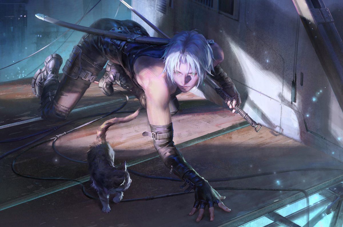 #Sephiroth #FF7EC
Miniroth the catboy.
一如既往的凝萨产物， 咳咳...大猫瞪小猫。
用了小萨的羽刃作训服， 去掉裙摆和护臂(目的昭然若揭啊），配锋翼刀。
I tweaked the design of the Edged Wings Training Garb—removed the skirt and gauntlets, and equipped him with the Edged Wings blade.