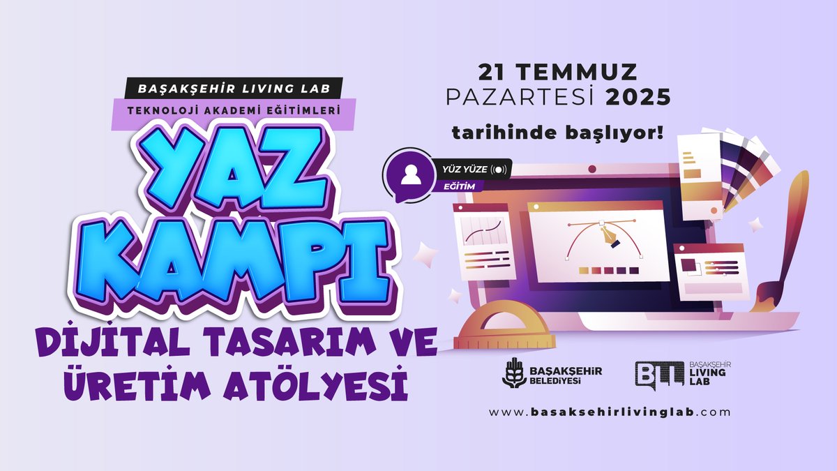 🎨 YAZ KAMPI: DİJİTAL TASARIM VE ÜRETİM ATÖLYESİ

📌 21-25 Temmuz 2025
⏰ 13.30 – 16.30
📍 Başakşehir Living Lab
📲 Başvuru: Başakşehirli Mobil Uygulama