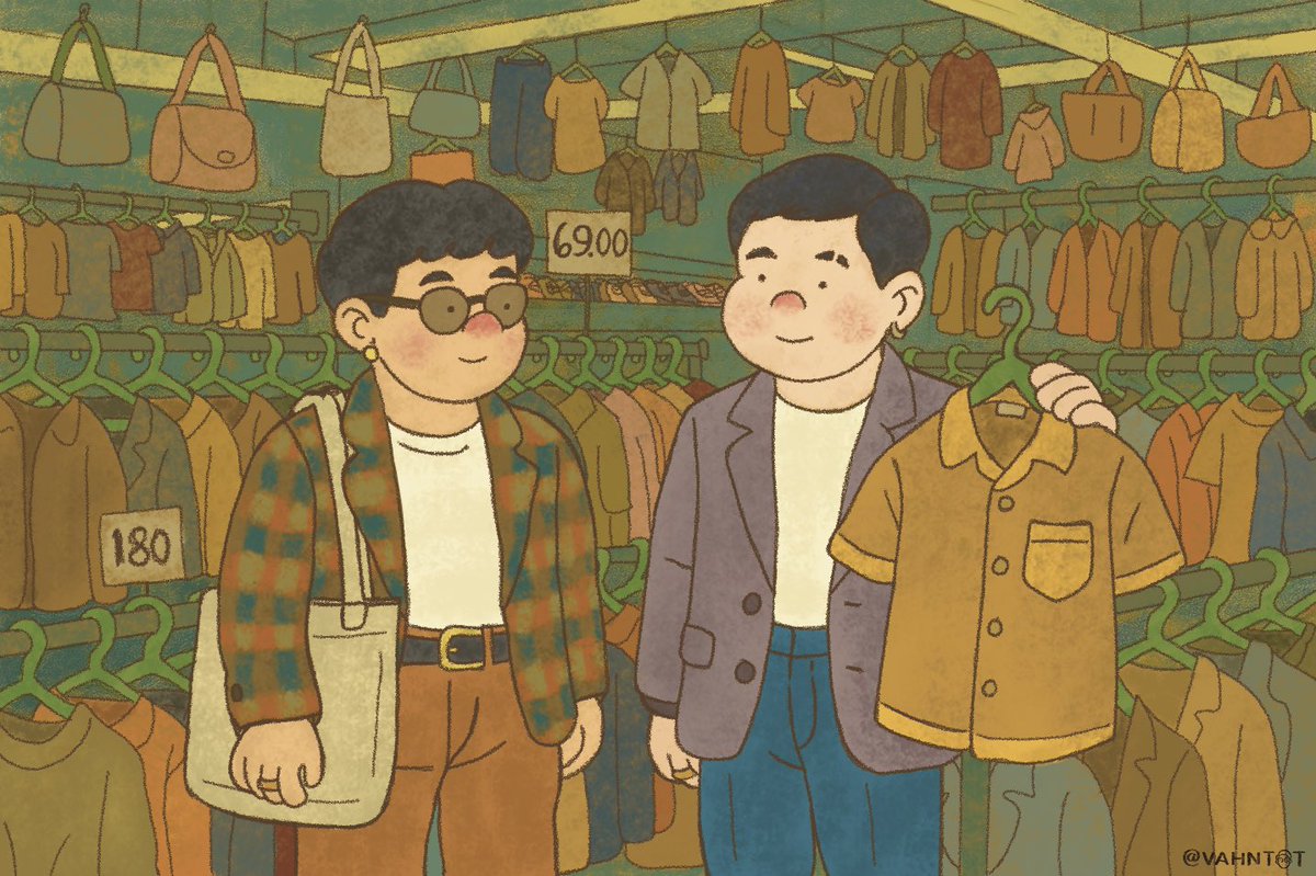 I enjoy patiently rummaging through thrift store racks, watching you find pieces that fit you so well, and bargaining with you.

© vahntot