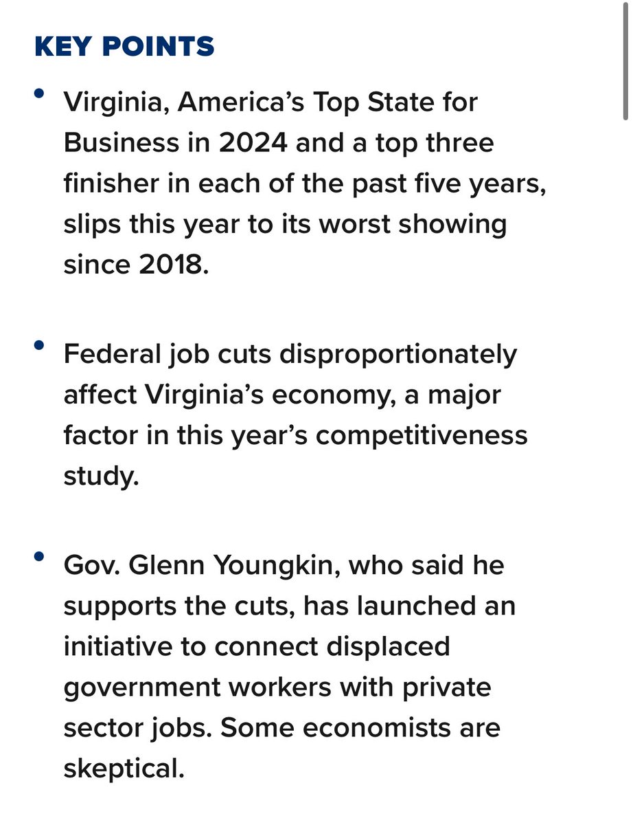 CNBC blaming federal job cuts for Virginia’s fall in the rankings
