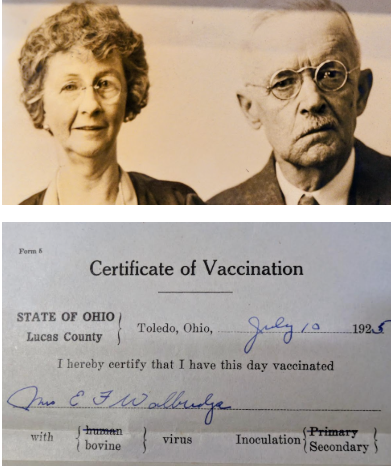 jayhancock1's tweet image. One hundred years ago today my great-grandparents, Irene & Eb, got vaccinated, helping to wipe smallpox from the planet. Thank you for your service!