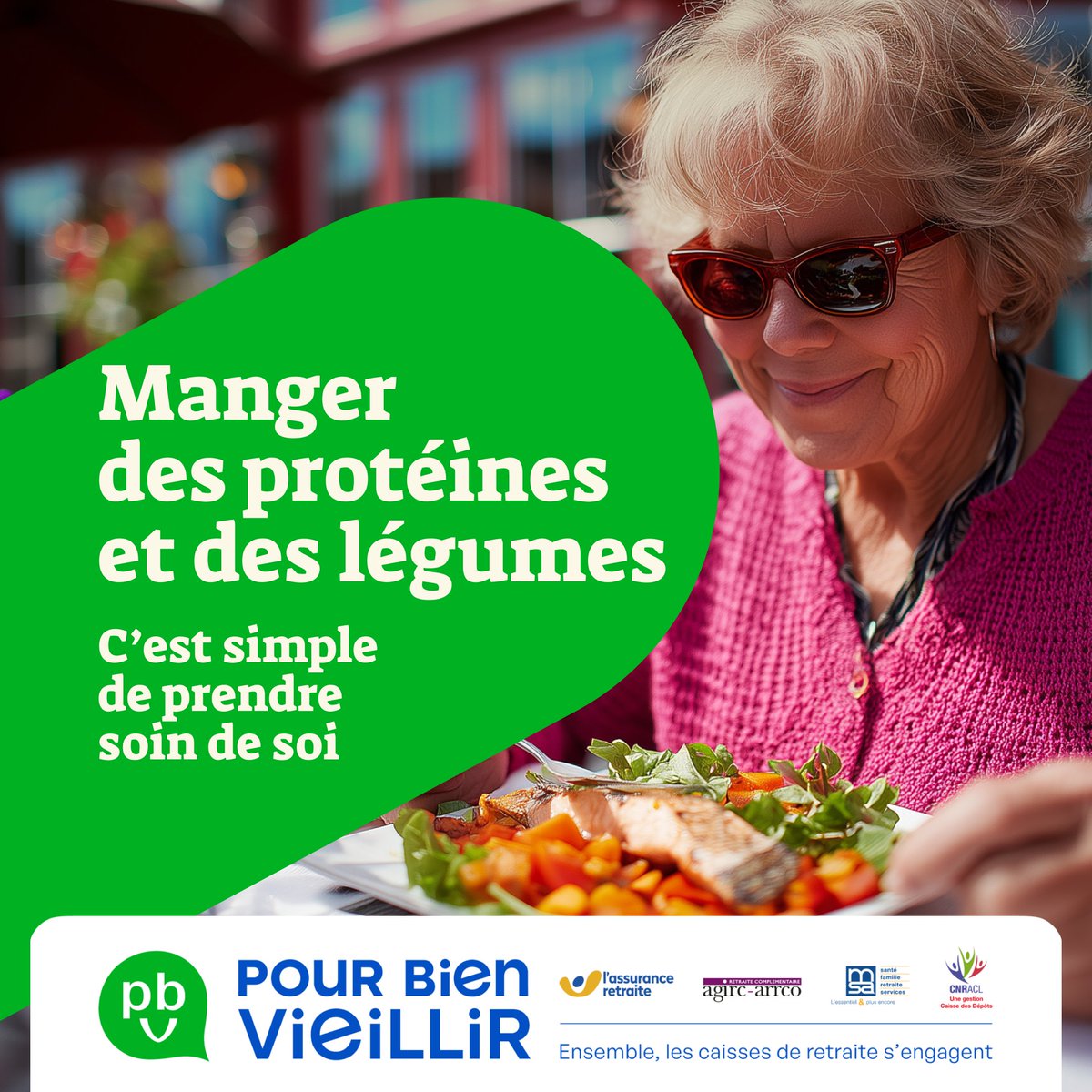🍽️Des assiettes riches en nutriments ! 
Lors de vos repas, privilégiez les protéines 🍗🥚🍤 pour préserver vos muscles et des légumes 🥬🥦🍅pour faire le plein de vitamines et minéraux, indispensables au bon fonctionnement de votre organisme. Tous nos conseils