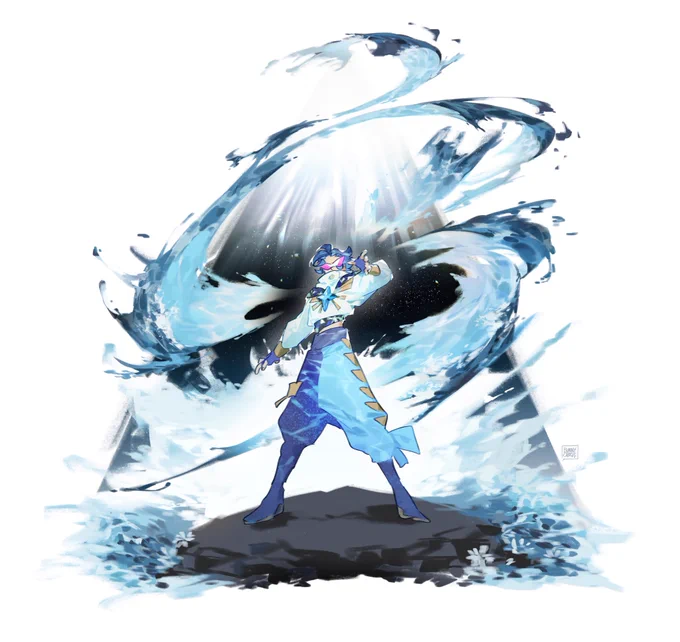 Artfight for @ ActuallyRea . The plan was to only draw Apollo but then I saw water….