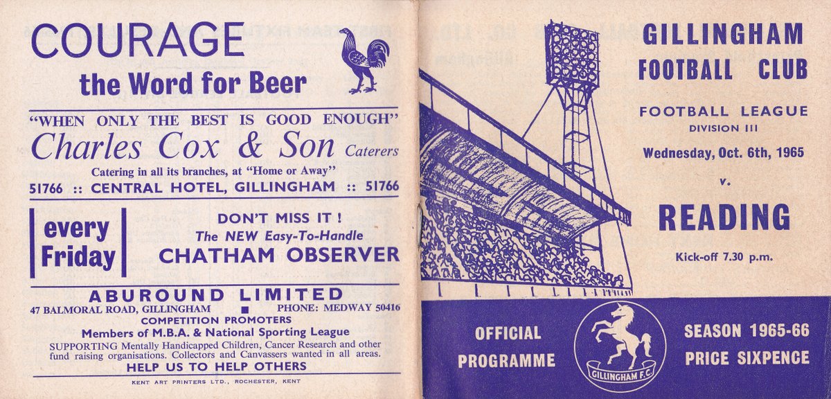 HertsRoyal's tweet image. Today&apos;s #gills v #readingfc programme dates back to 1965, no result to report because the match was postponed, wonder how that World Cup went? Heading down to Kent myself today to add a new ground, see you there? @TheTilehurstEnd @cribsie