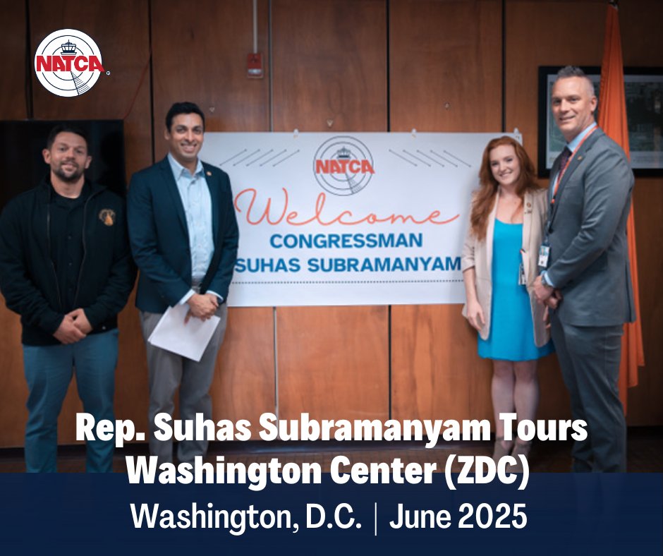 U.S. @‌RepSuhas recently toured Washington Center (ZDC) to better understand challenges ATCs face on a daily basis. During the visit, Rep. Subramanyam was briefed on workforce stability, federal retirement benefits, and overall ATC retention concerns. natca.org/2025/07/08/nat…
