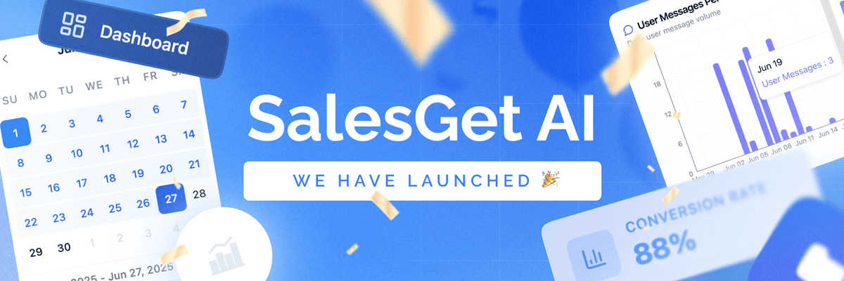 SalesGetAI's tweet image. 🚀 We're officially live! 

Introducing SalesGet AI - the AI that turns your website visitors into booked meetings while you sleep.

The problem we're solving:
97% of website visitors leave without taking action. Most businesses lose qualified leads simply because they can't…