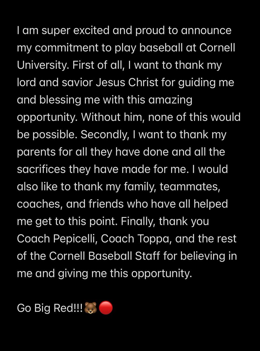 Blessed!!! Go Big Red‼️🐻🔴
<a href="/MattawanHSBB/">Mattawan HS Baseball</a> <a href="/theDLV2026/">D Las Vegas Baseball 2026</a> <a href="/PrepBaseballMI/">Prep Baseball Michigan</a> <a href="/official_hitdog/">OfficialHitDogs</a> <a href="/jftoppa/">John Toppa</a> <a href="/CornellBaseball/">Cornell Baseball</a>
