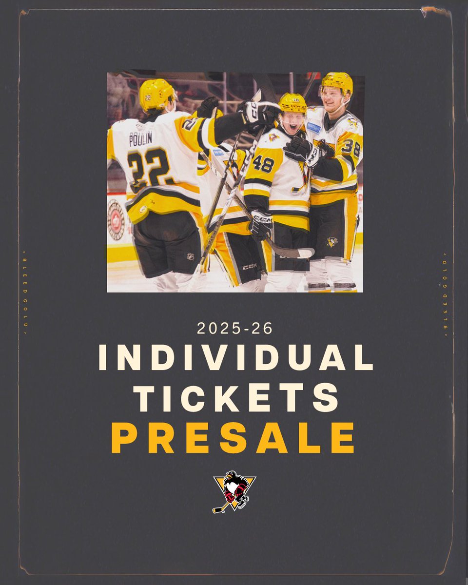 WBSPenguins's tweet image. Are you just as excited as we are about the 2025-26 season? Sign up now to be the first to know when individual tickets go on sale!
🔗 wbspenguins.com/FanZone/#/camp…