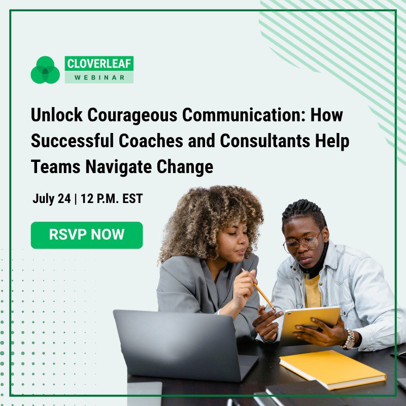 Most team challenges boil down to three things:

Conflict. Communication. Change.

✅ Save your seat (or register to watch later): cloverleaf.me/resource/navig…

#coaching #communication #navigatingchange