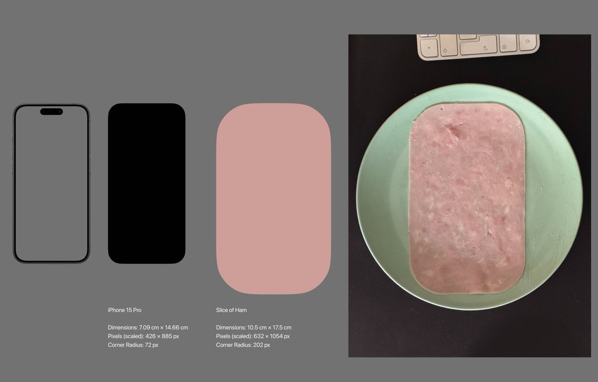 designbypepo's tweet image. Today I woke up and the first thing I did was figure out the corner radius of a slice of ham. 💀