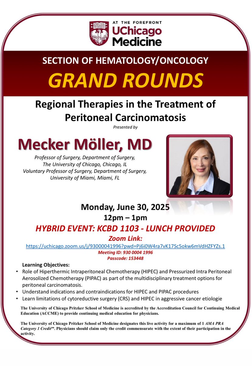 MeckerMollerMD's tweet image. Thank you to the department of Medicine section of Hematology Oncology for this invitation. Enjoyed the robust discussion with our med onc colleagues @UChicagoMed @UCCancerCenter @UChiPritzker @uchicagosurgery