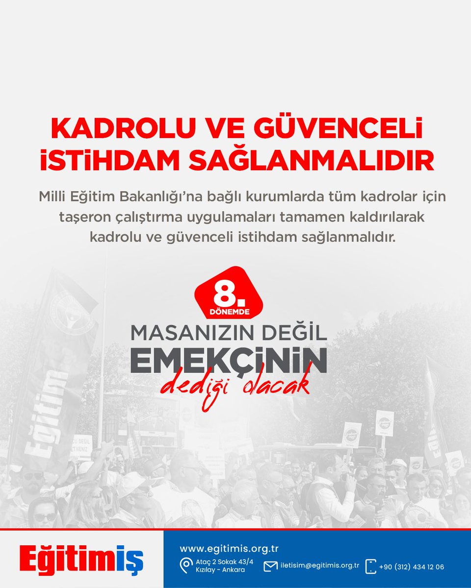 yeliznaz1978's tweet photo. KADROLU VE GÜVENCELİ İSTİHDAM SAĞLANMALIDIR

Millî Eğitim Bakanlığı’na bağlı kurumlarda tüm kadrolar için taşeron çalıştırma uygulamaları tamamen kaldırılarak kadrolu ve güvenceli istihdam sağlanmalıdır.

#emekçinindediği https://t.co/7TDptNX4wj