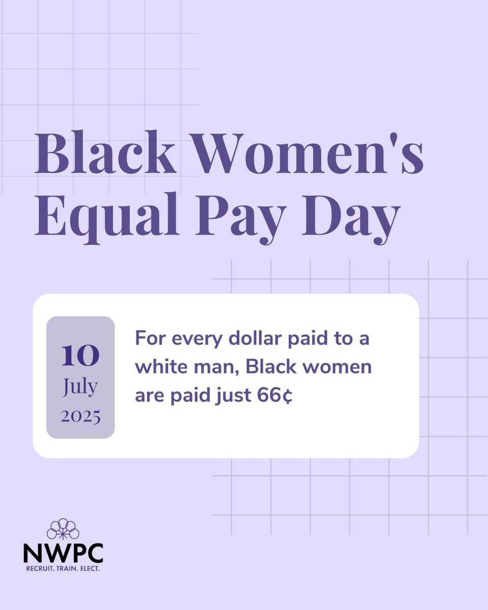NWPCNational's tweet image. Today is #BlackWomensEqualPayDay - the point in the year when Black women’s earnings finally catch up to what white men made in the previous year.
This isn’t just a gap. It’s a glaring injustice.