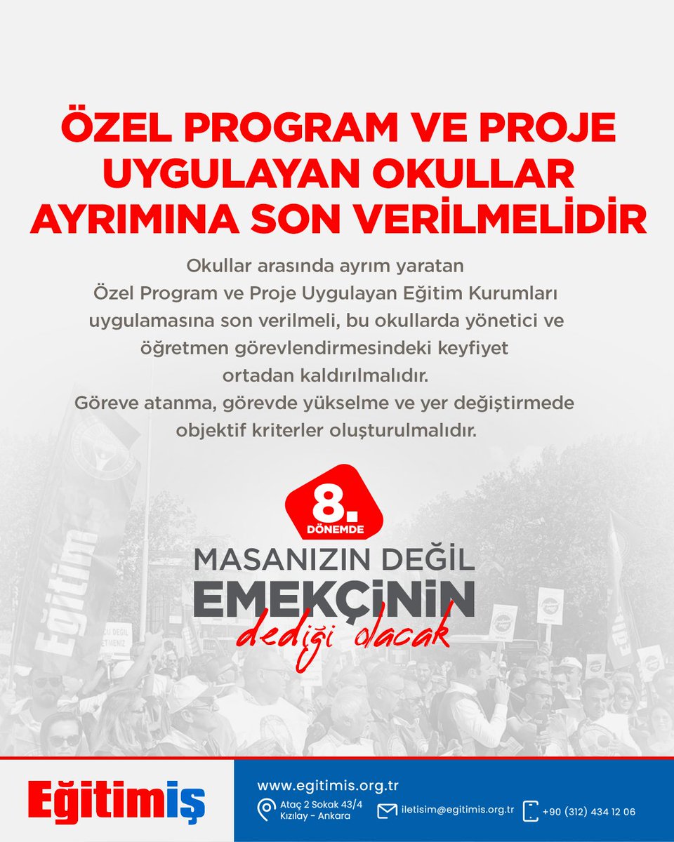 Özel Program ve Proje Okullar Ayrımına  Son Verilmelidir
#emekçinindediği