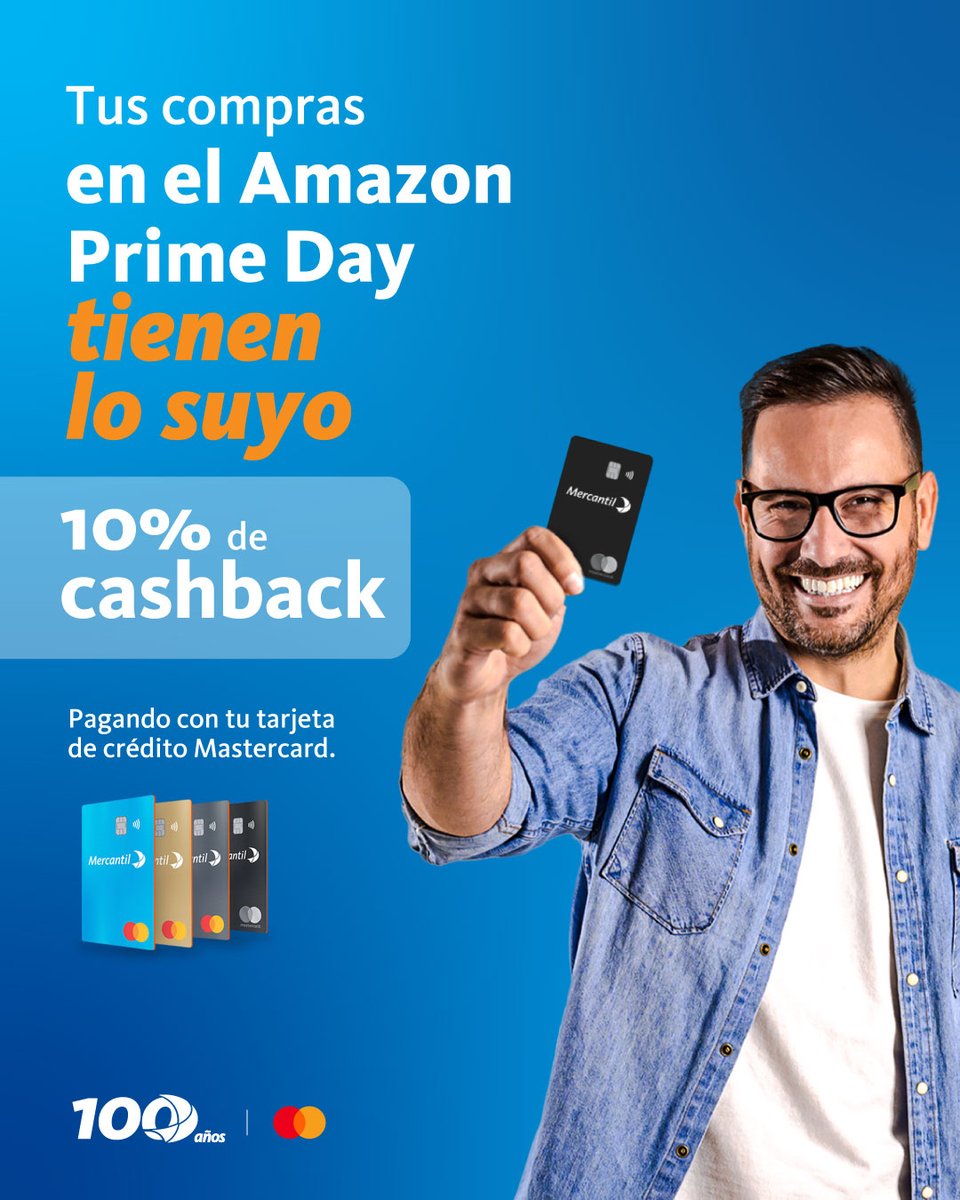 Tus compras por el Amazon Prime Day ahora vienen con recompensa. 💳✨

Del 7 al 11 de julio, paga con tu tarjeta de crédito Mastercard y recibe 10% de cashback.
🎯 Aplica solo para compras directas en Amazon

Hasta $30 de cashback para tarjetas de crédito Black y $10 para Gold,