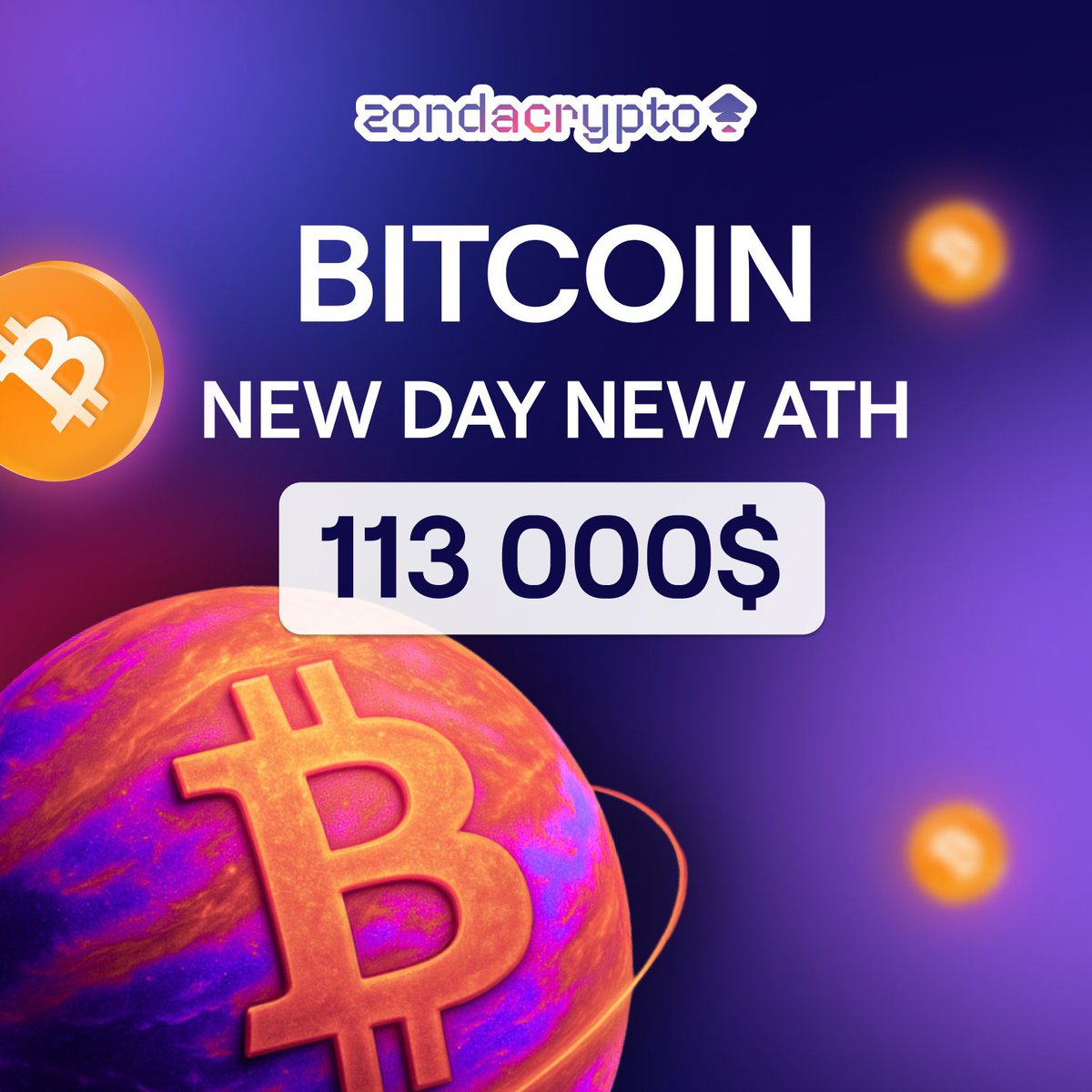 📈 Bitcoin hits a new All-Time High 🚀
 
The king is back on the throne and stronger than ever. $BTC has just broken its previous record set yesterday, setting a new milestone at $113,000 and more.
 
In a year already marked by institutional adoption, global attention, and