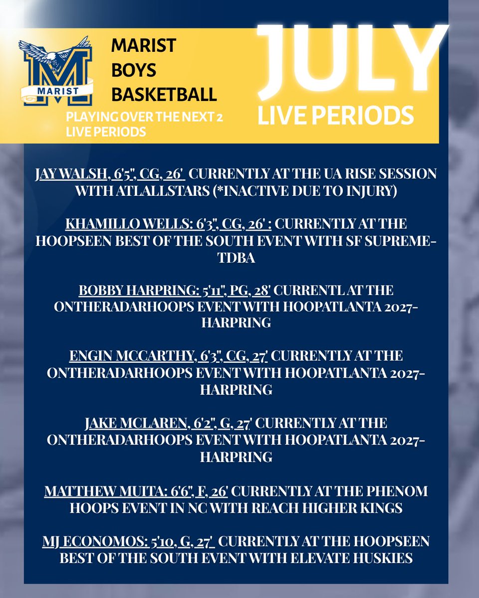 Our guys are busy over the next two live periods! 

Coaches, We’ve got guys you’ll want to see play!