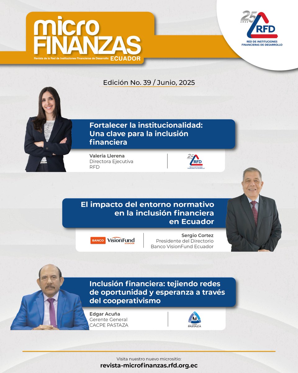 📣 ¡La ℝ𝕖𝕧𝕚𝕤𝕥𝕒 𝕄𝕚𝕔𝕣𝕠𝕗𝕚𝕟𝕒𝕟𝕫𝕒𝕤 N° 39 ya está disponible!
En esta edición, analizamos: 📍 La institucionalidad como eje transversal de la inclusión financiera.

Visita nuestro micrositio:
🔗revista-microfinanzas.rfd.org.ec
📰 PDF: bit.ly/3TOTAVJ