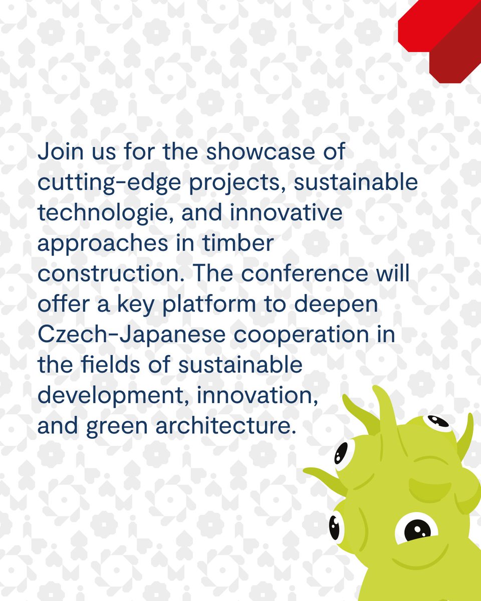 expo2025czechia's tweet image. Join us at the Czech Pavilion for a conference on sustainable innovation, timber construction & Czech–Japanese cooperation. 🌱
Explore green architecture, new technologies & future solutions.
📍More info via QR code in the graphic.
#EXPO2025 #CzechPavilion