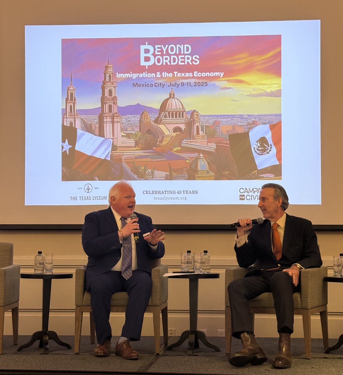 In a juxtaposition of last night’s discussion with Ambassador Johnson, former Ambassador Garza (02-09) joined Leroy Cavazos-Reyna (Class of ‘18) on stage to discuss what he’s seen that has changed over the nearly two decades since leaving his post.