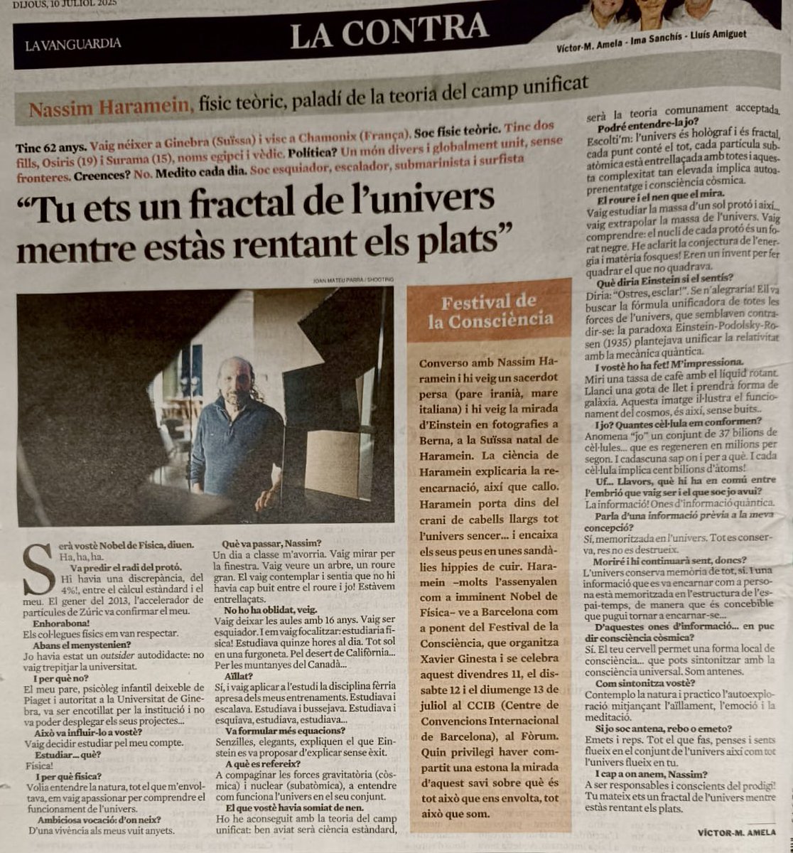 lagovi_'s tweet photo. @LaVanguardia ha publicat avui una contra presentant un xarlatà, Nassim Haramein, com a “físic teòric” i “imminent Nobel de física”.
És una vergonya que un medi suposadament seriós doni visibilitat a aquests personatges, tenint aquí mateix investigadors globalment punters.
++⬇️ https://t.co/zcnLeG2mxl