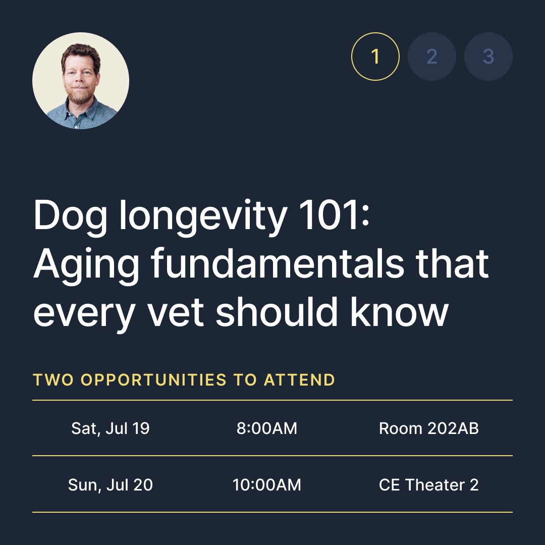 loyalfordogs's tweet image. Headed to AVMA? Don’t miss our new dog longevity CE series including a high-level overview, practical clinical tips, and a deep dive into the science of canine aging.
Can’t make a session? Stop by booth 2029 to play Loyal bingo and claim a prize while supplies last.